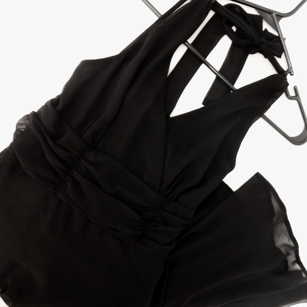 Black Chiffon Dress with Runched Underbust Band